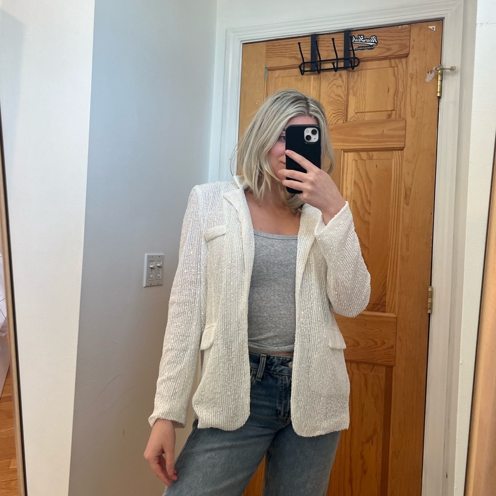12th Tribe White Sequin Blazer
